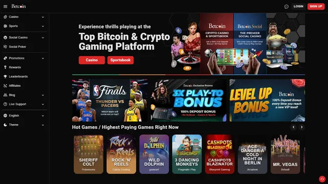 betcoin casino website screen