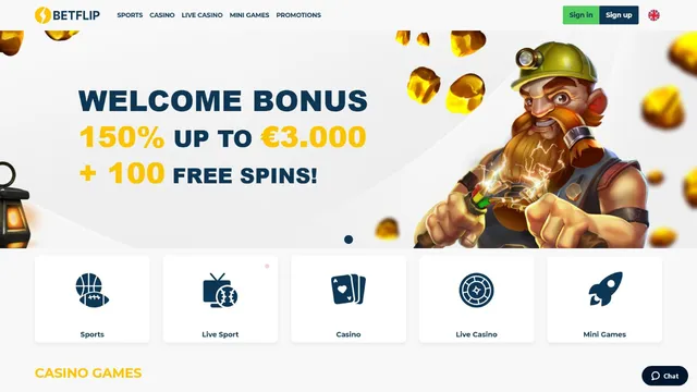 betflip casino website screen