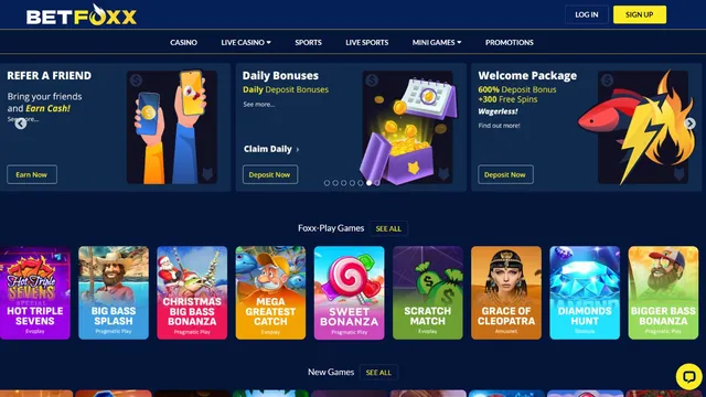 betfoxx casino website screen