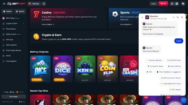 betfury casino support