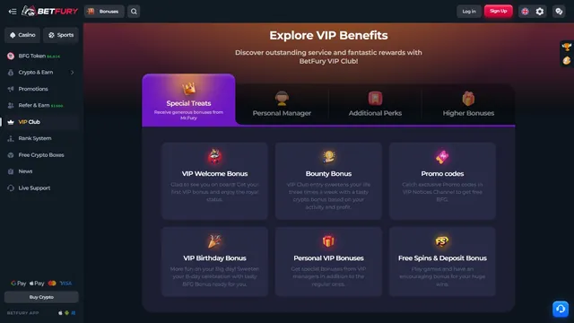 betfury casino vip club