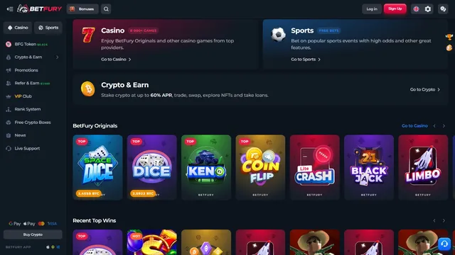 betfury casino website screen