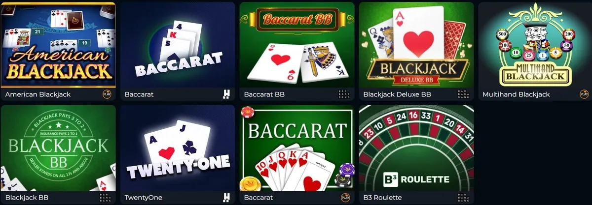 betico casino table games selections