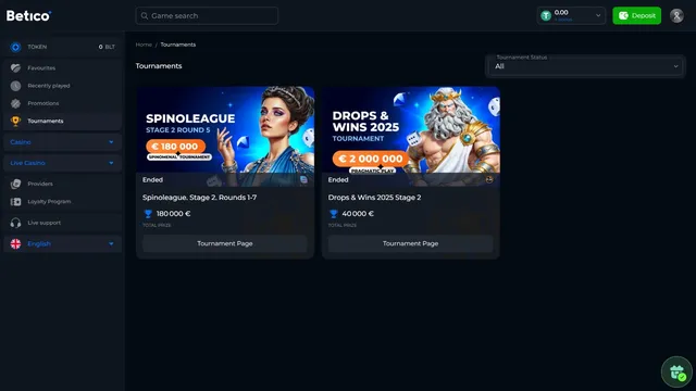 betico casino tournaments