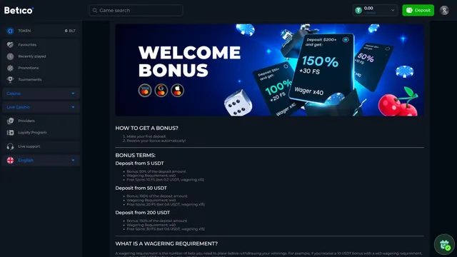 betico casino welcome bonus