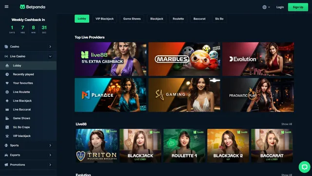 betpanda.io casino live games