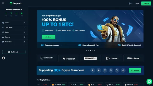 betpanda.io casino website screen