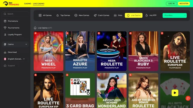 betprimeiro casino live games