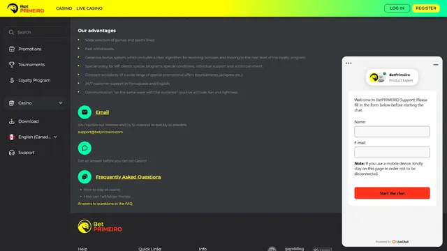 betprimeiro casino support