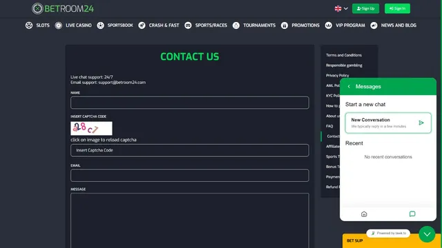 betroom24 casino support