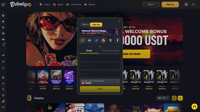 betswap casino registration