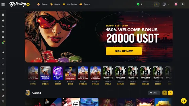 betswap casino website screen