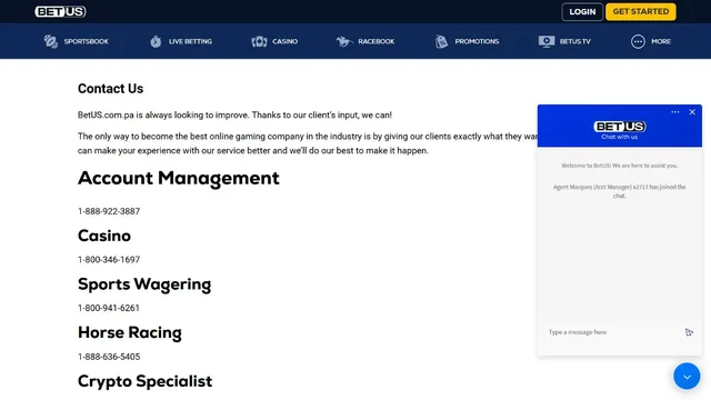 betus casino support