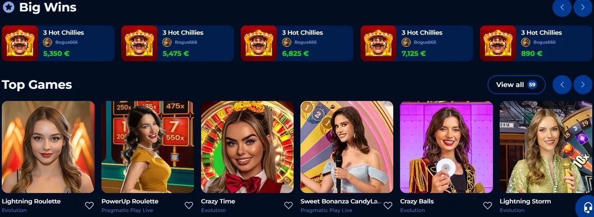billionairespin casino live games