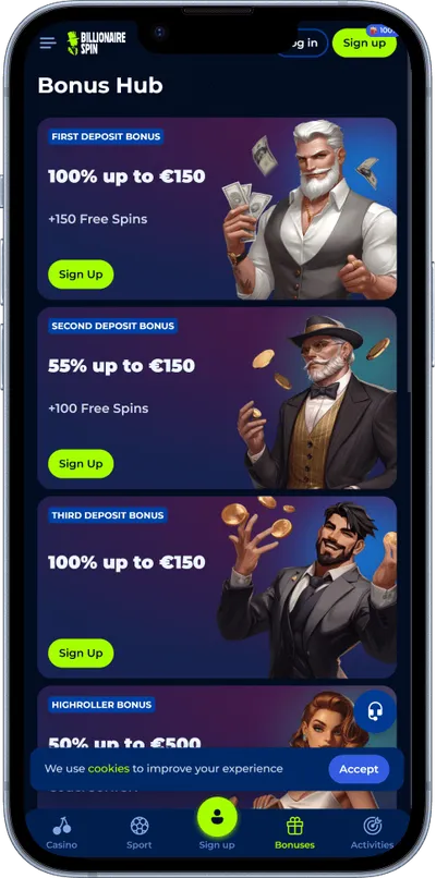 billionairespin casino phone promotions