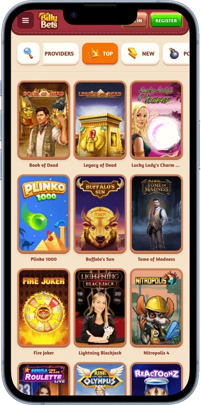 billybets casino phone games