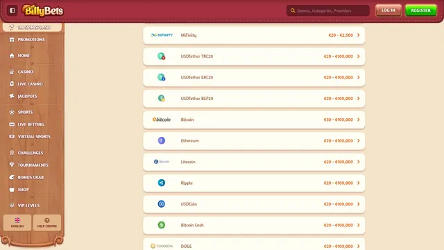 billybets casino deposit