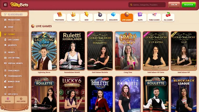 billybets casino live games