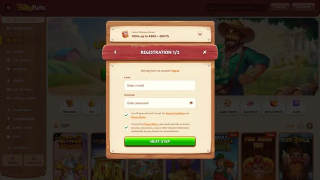 billybets casino registration