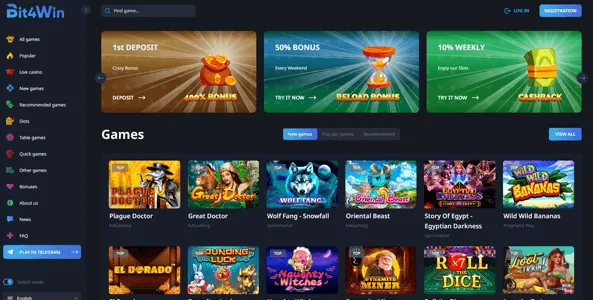 bit4win casino website screen