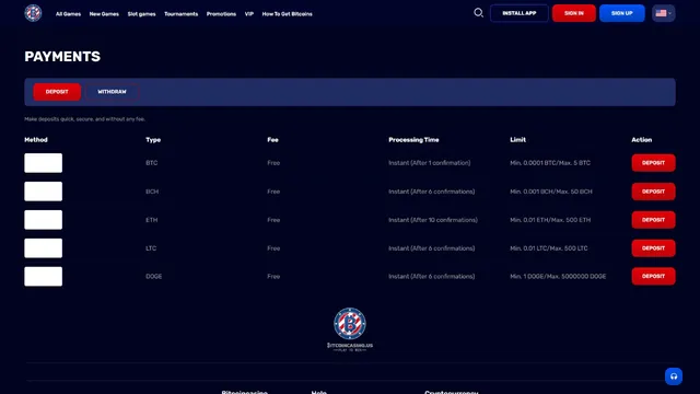 bitcoin casino deposit