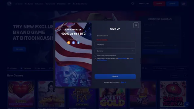 bitcoin casino registration