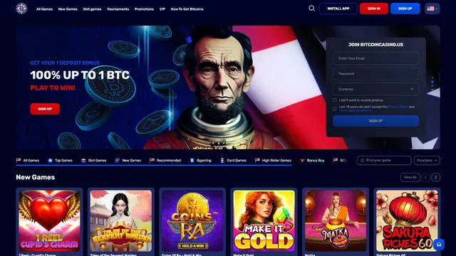 bitcoin casino website screen