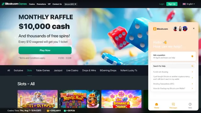 bitcoin.com casino support