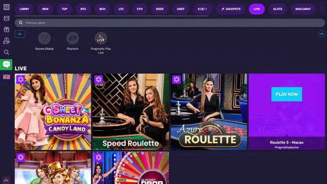 bitcoin casino live games