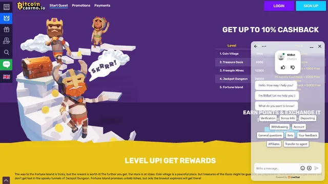 bitcoin casino support