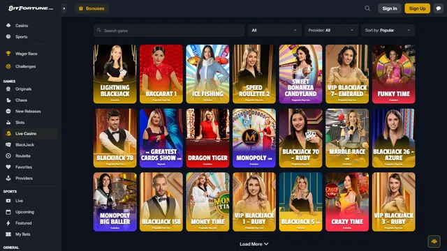 bitfortune casino live games
