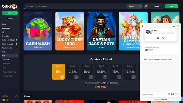 bitkingz casino support