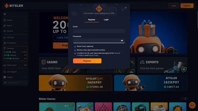 bitsler casino registration