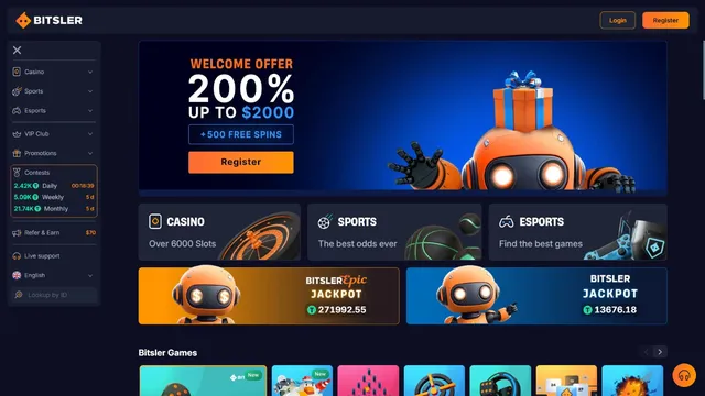 bitsler casino website screen