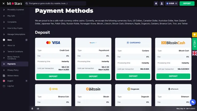 bitstarz casino payments