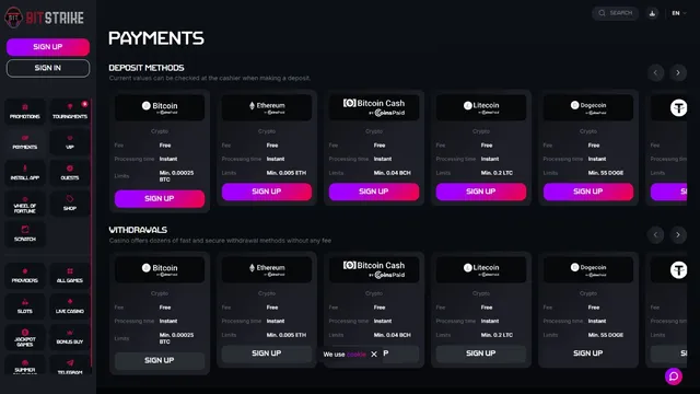 bitstrike casino payments
