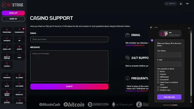 bitstrike casino support