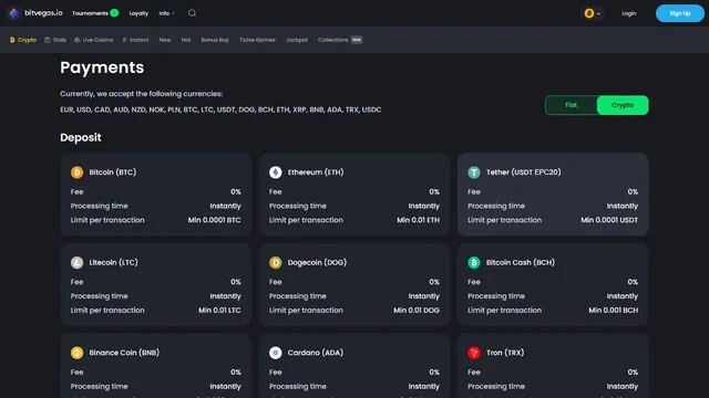 bitvegas.io casino payments
