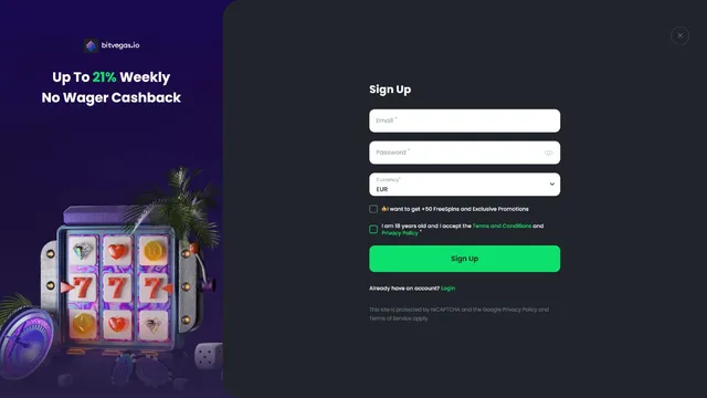 bitvegas.io casino registration