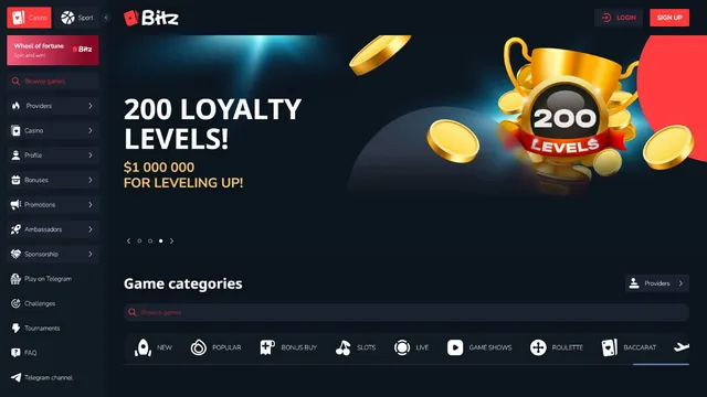 bitz.io casino website screen