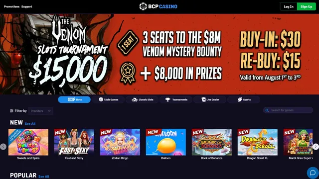 black chip poker casino website screen