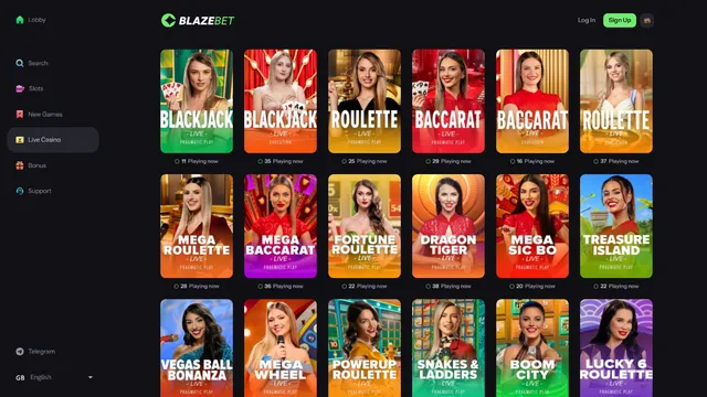 blazebet casino live games