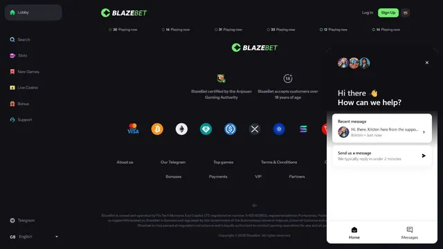 blazebet casino support