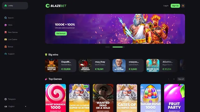 blazebet casino website screen