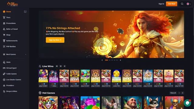 blazespins casino website screen