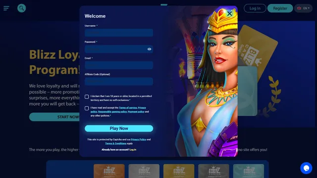 blizz casino registration