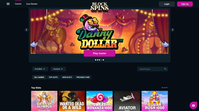 blockspins casino website screen