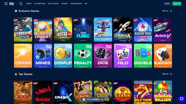 bluechip casino games