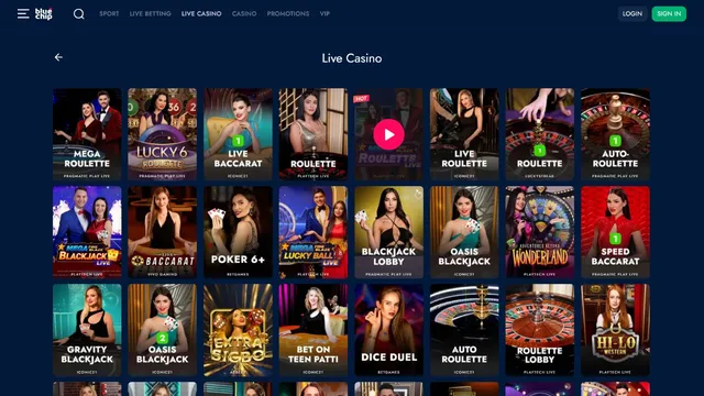 bluechip casino live games