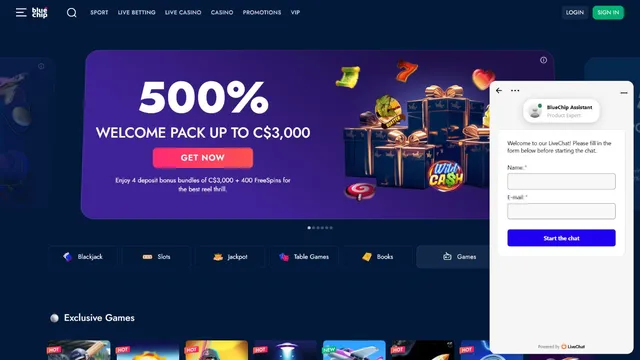 bluechip casino support